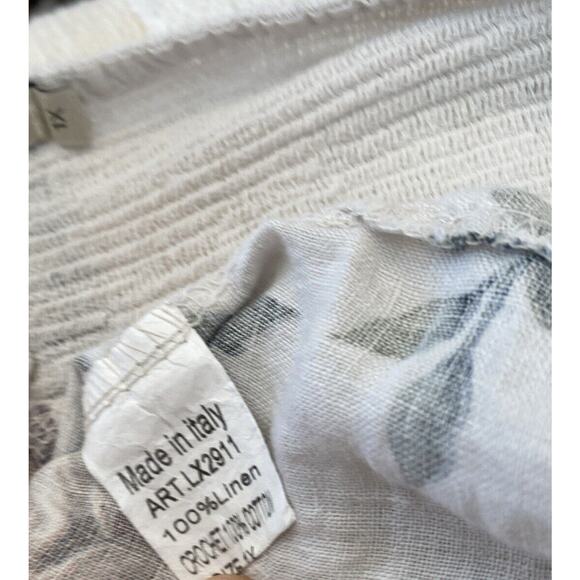 Lungo Larno Floral Linen Top Size 1X Cap Sleeve Lightweight Boho XL Lagenlook - Picture 9 of 13